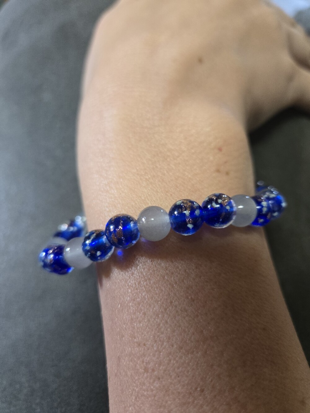 Blue Glow Luminous Glass Beads • Handmade Bracelet  521